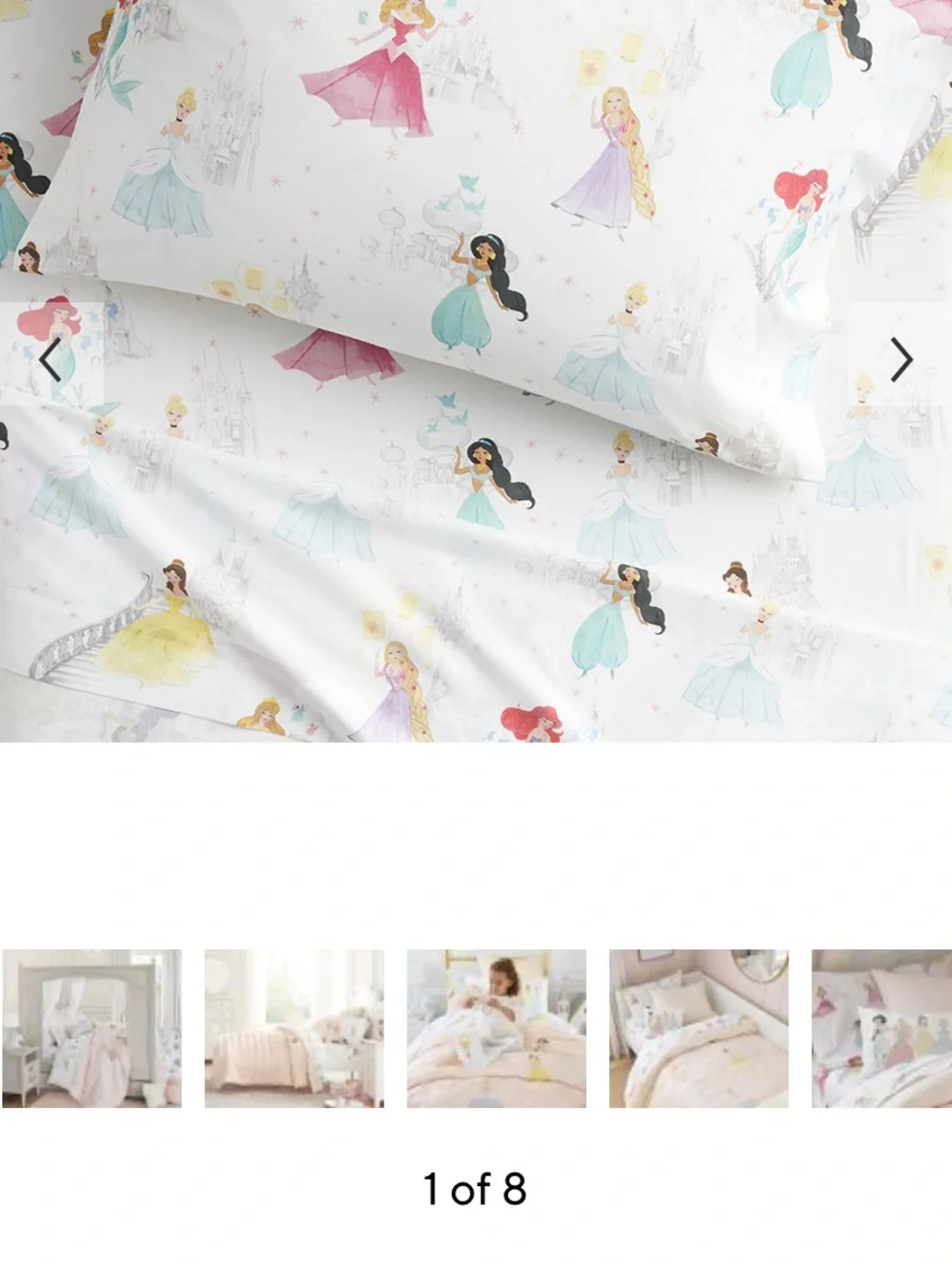 Pottery Barn Kids Princess Print Fitted Sheet and 1 Pillow Case